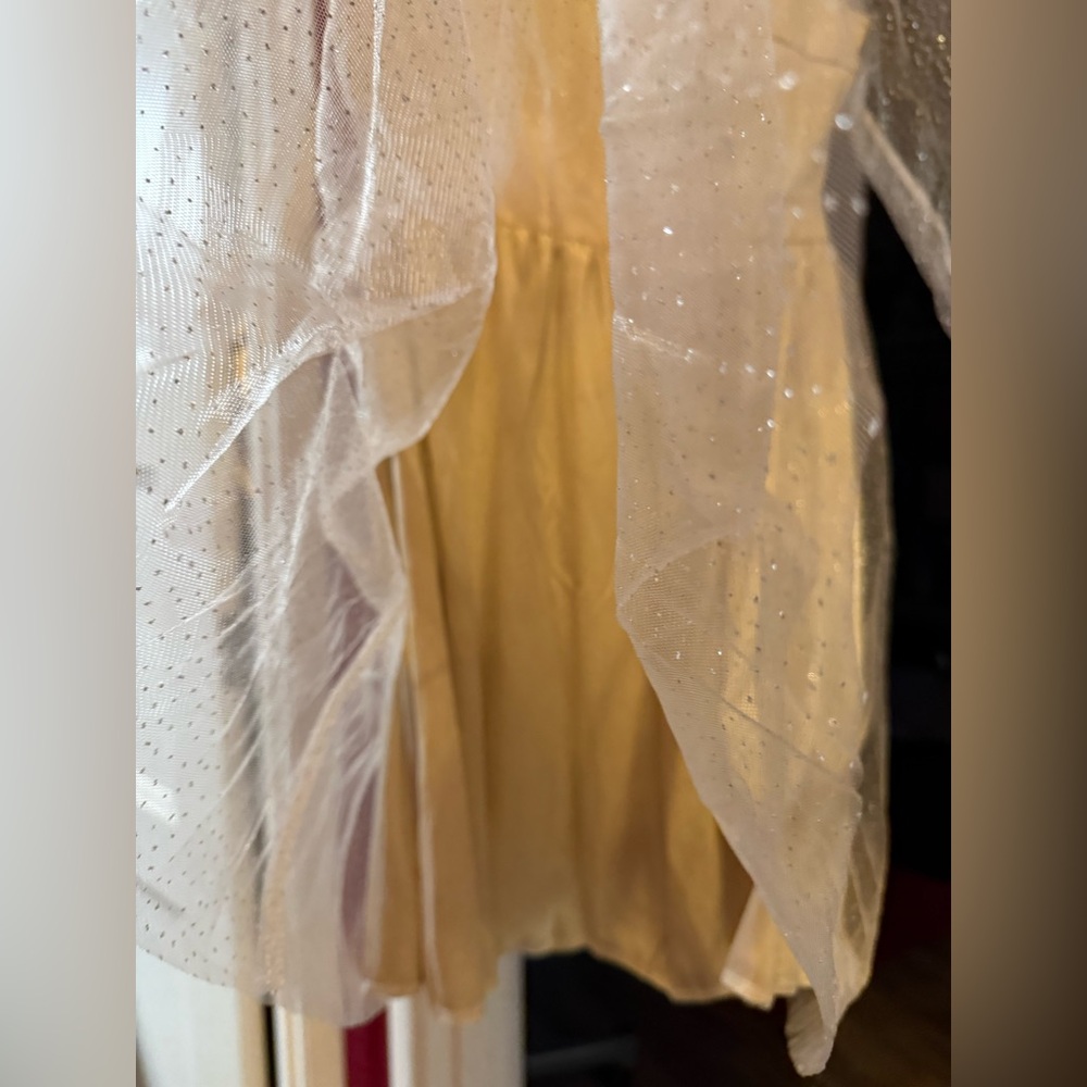 Elegant Cream Sheer Sleeve Dress with Sparkles, Open Back! New!! - Picture 5 of 14